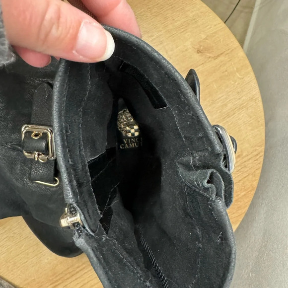 Vince Camuto black boots with gold accents - Picture 3 of 8